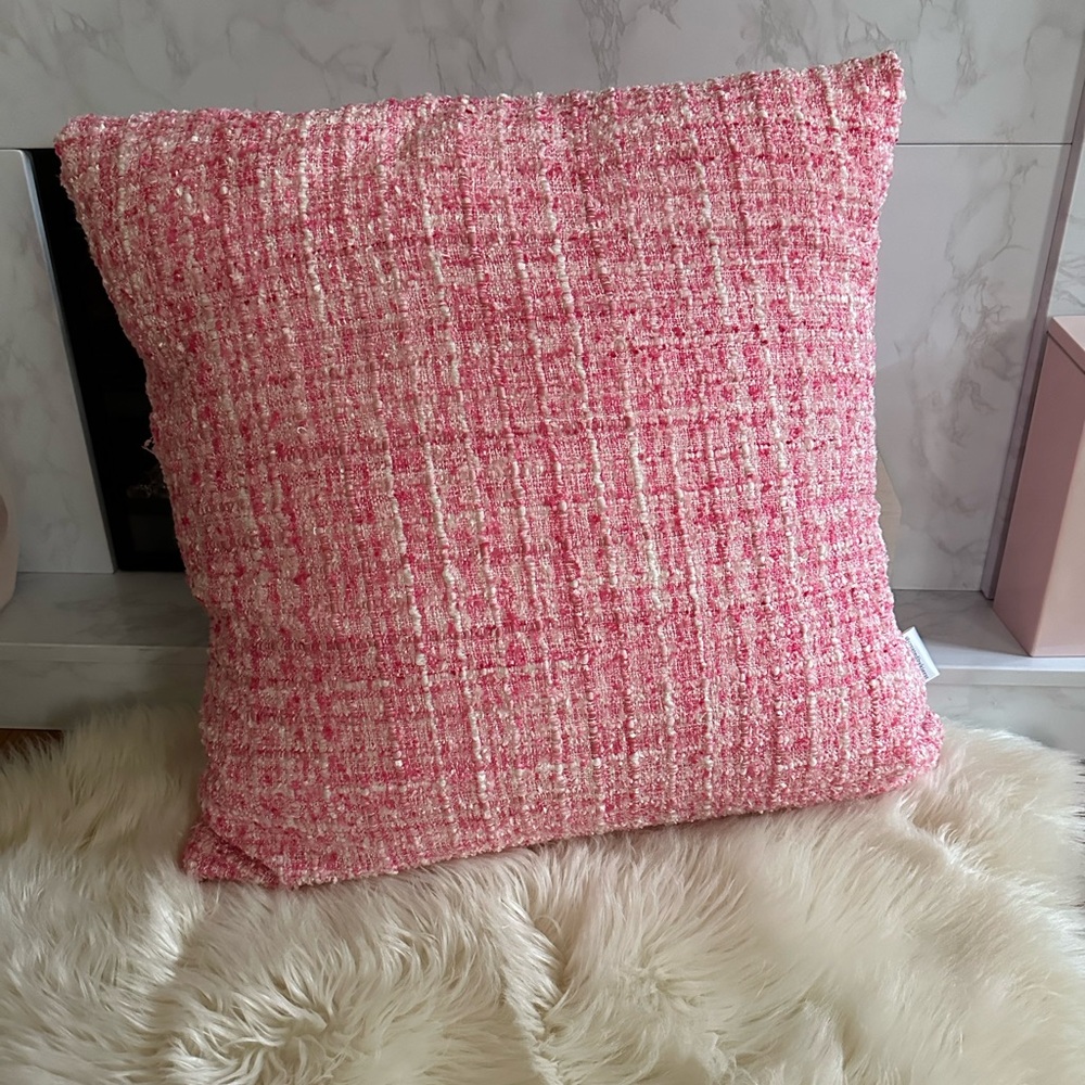 Pink Tweed 18 X 18 Throw Pillow